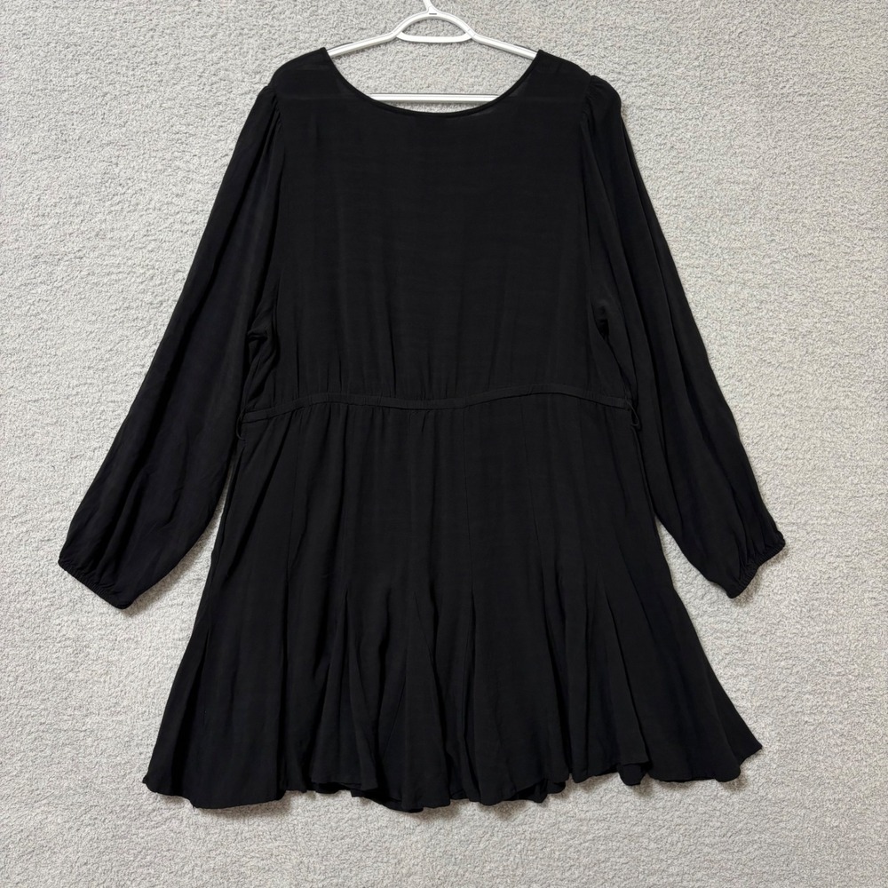 Little Black Dress Work Casual Flowy Mini Dress Long Sleeve Plus Size 1X Pockets - Picture 6 of 12